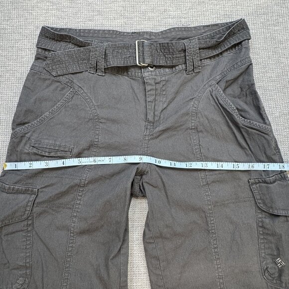 Columbia Womens Gray Cargo Capri Pants Size 4 Pockets Belted Double Button Waist - Picture 13 of 15